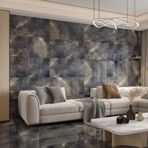 BLACK THUNDER 60X120 CM  HIGH-GLOSS PORCELAIN TILES
